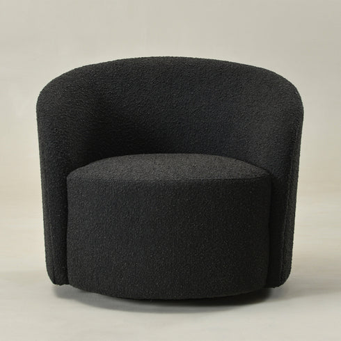 Everitte Bouclé Swivel Barrel Chair - Charcoal Modern Swivel Chair | Swivel Accent Chairs | Kinwell Furniture | Swivel Armchairs